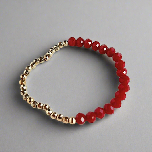 Red Faceted Crystal Stretch Bracelet - T. Randall Jewelry