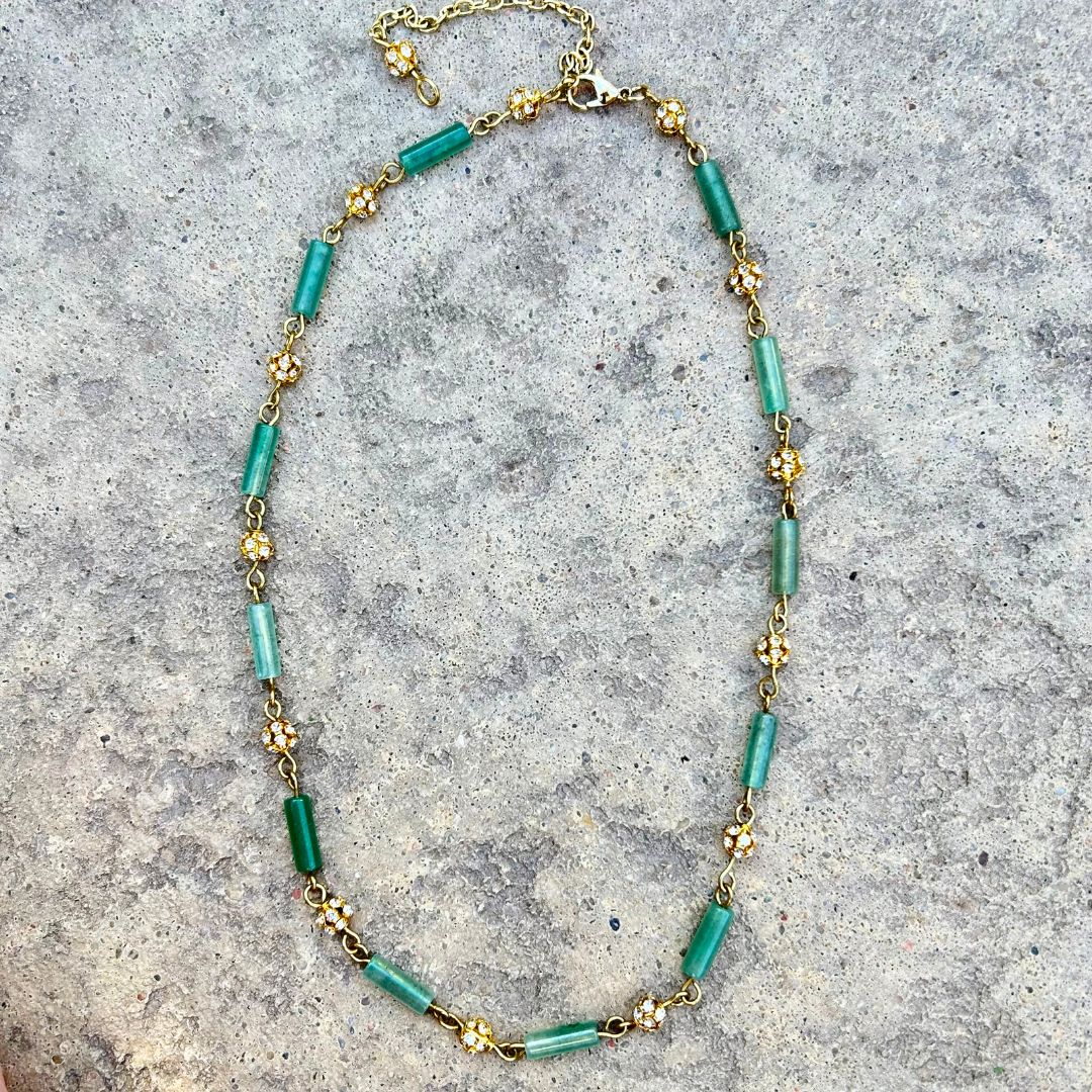 Aventurine and Pave Beaded Collar Necklace - T. Randall Jewelry