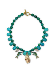 Genuine Turquoise Fish Charm Necklace