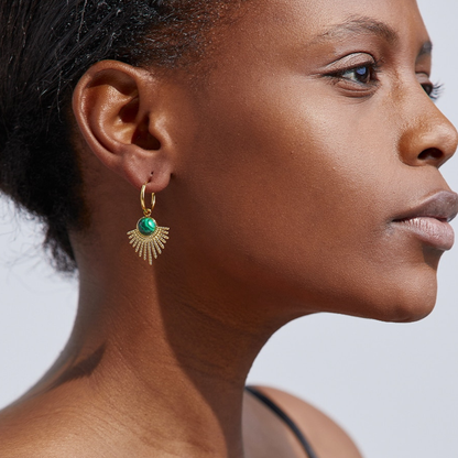 Malachite Drop Hoop Earrings - T. Randall Jewelry