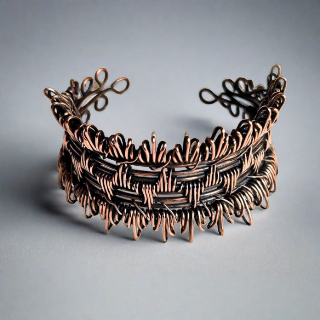 Wire Wrapped Copper Cuff Bracelet - T. Randall Jewelry