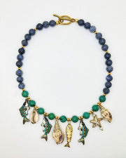 Turquoise & Blue Sponge Coral Sea Charm Necklace