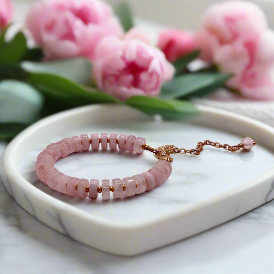 Rose Quartz Heishi Beaded Bracelet Anklet - T. Randall Jewelry