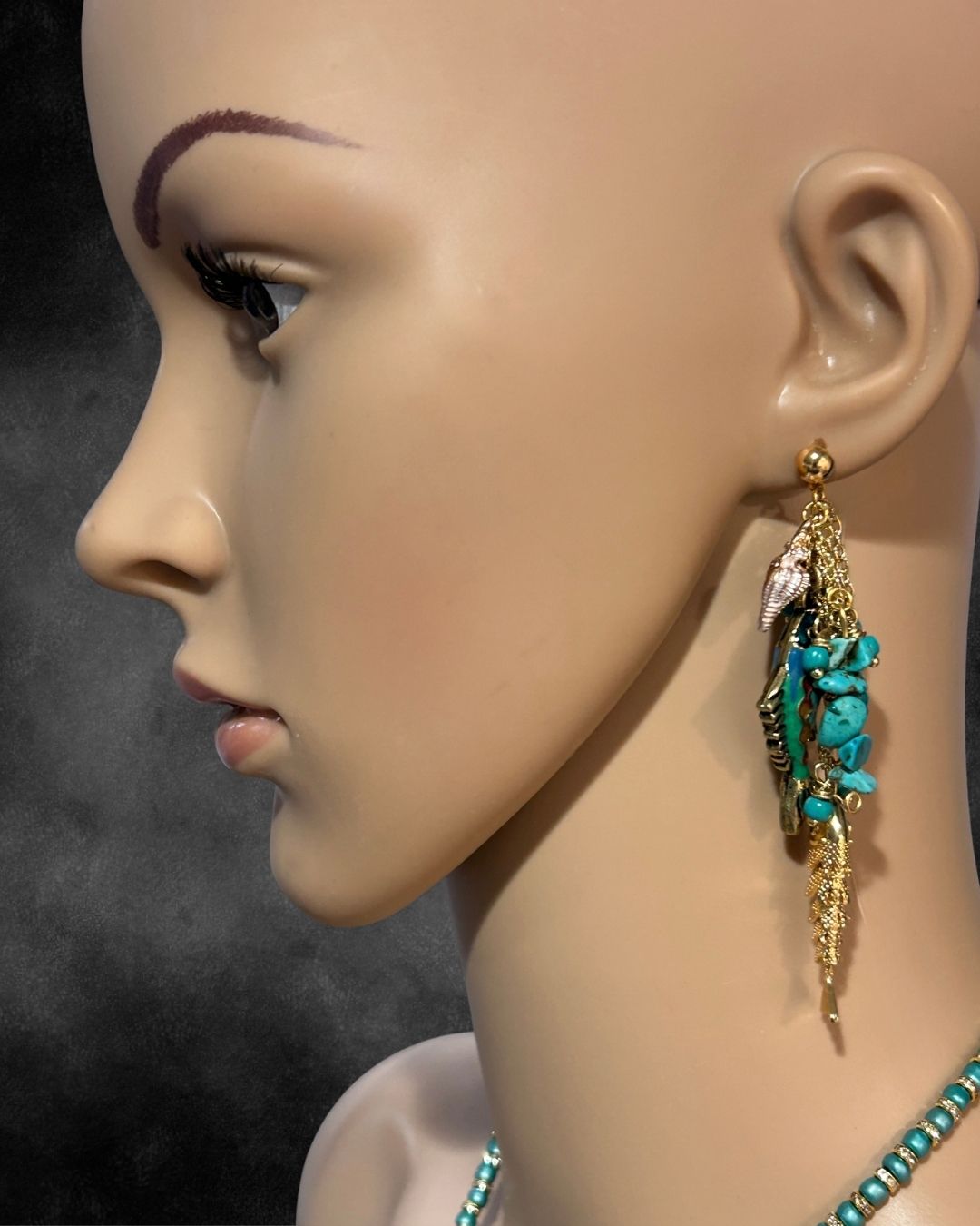 Turquoise Fish Charm Dangle Earrings