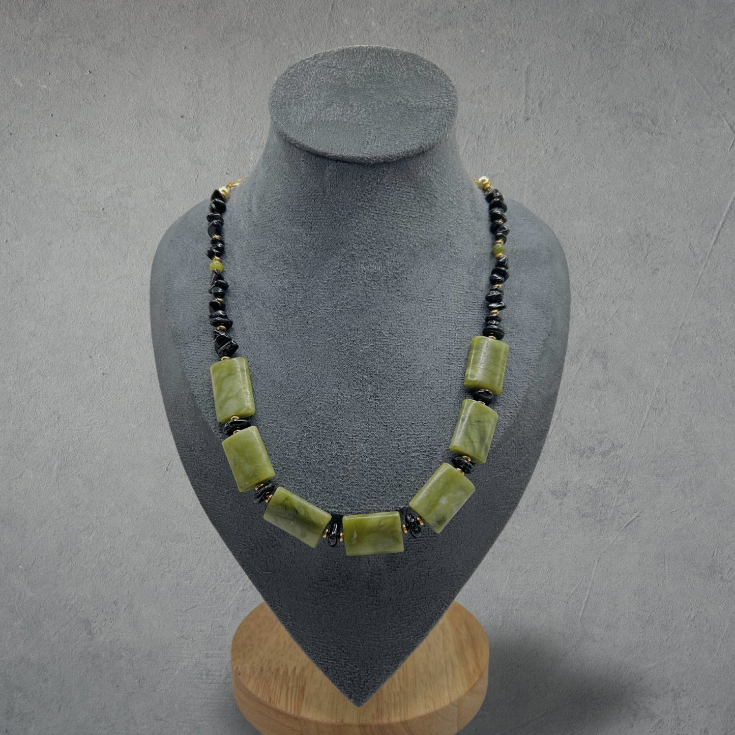 Black Tourmaline and Serpentine Necklace