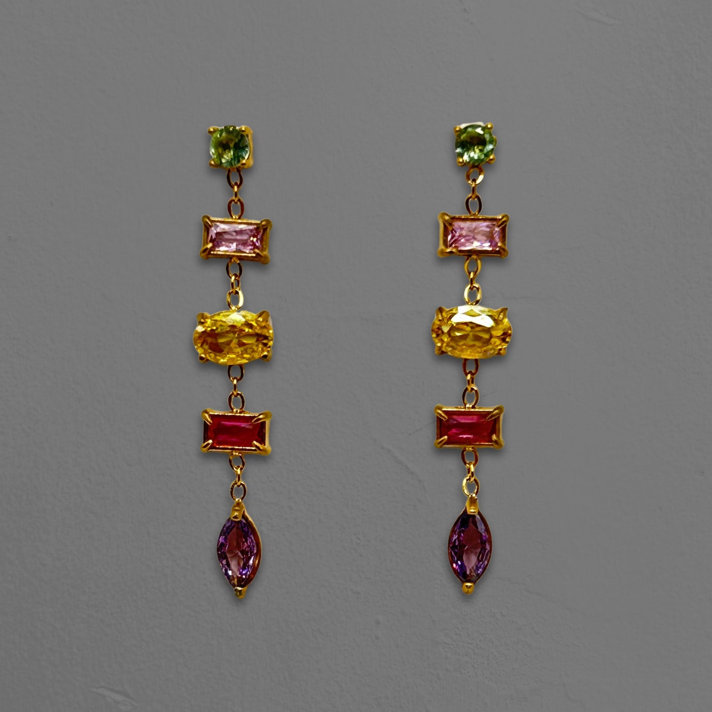 Multi-Colored CZ Dainty Drop Earrings