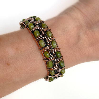 Copper and Jade Cuff Bracelet - T. Randall Jewelry