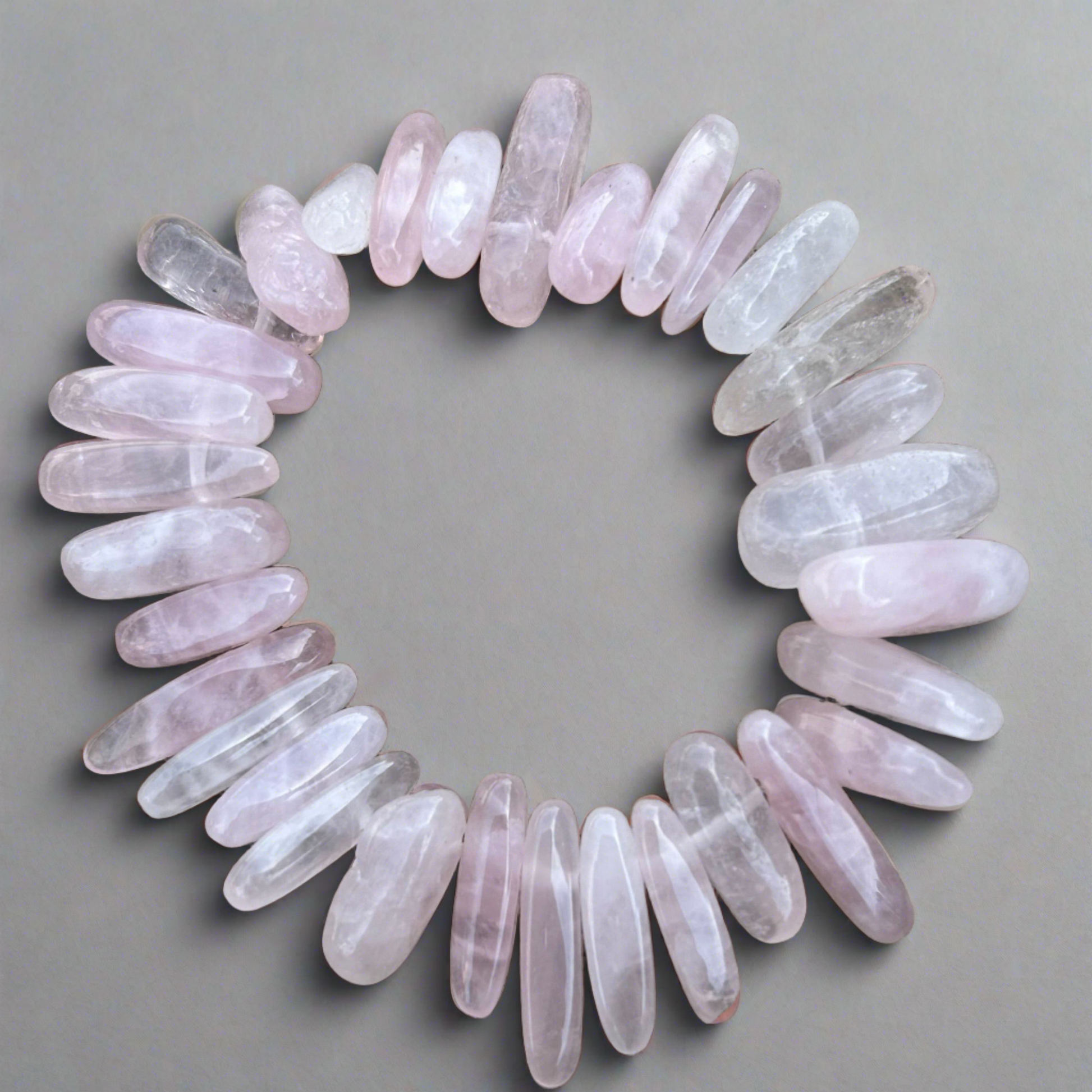 Rose Quartz Stick Beaded Stretch Bracelet - T. Randall Jewelry