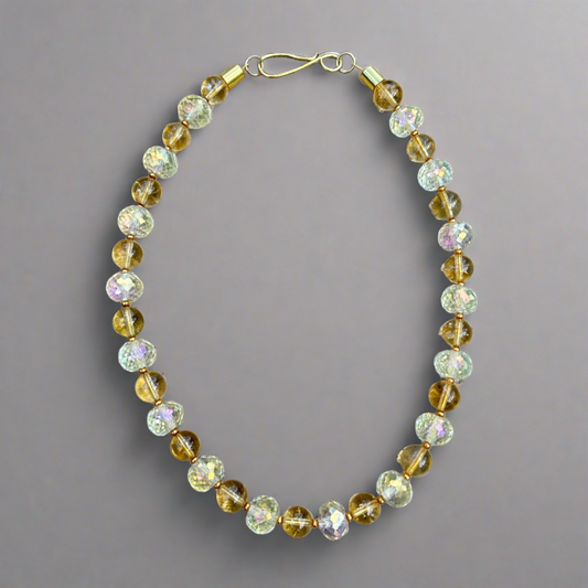 Citrine Clear Crystal Collar Necklace - T. Randall Jewelry