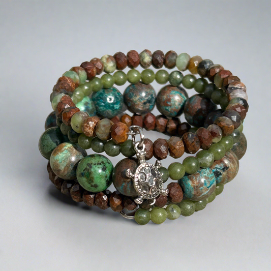 Chrysoprase Jade African Turquoise Wrap Bracelet - T. Randall Jewelry