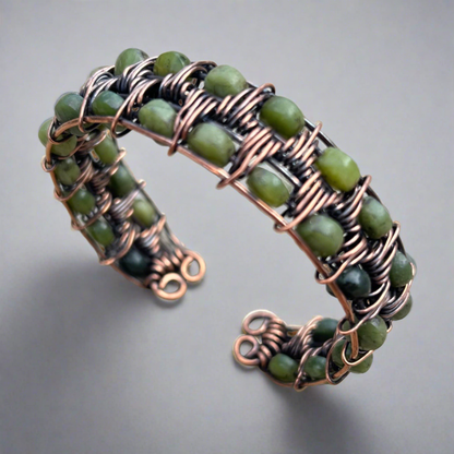 Copper and Jade Cuff Bracelet - T. Randall Jewelry