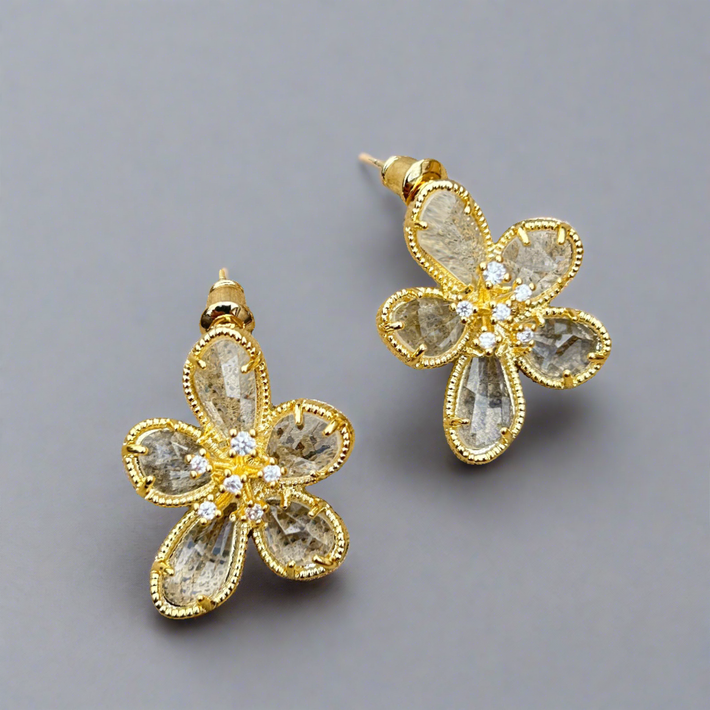 Cubic Zirconia Flower Stud Earrings - T. Randall Jewelry