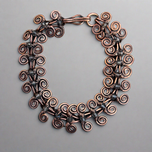 Egyptian Coil Link Bracelet Copper Smokey Quartz - T. Randall Jewelry