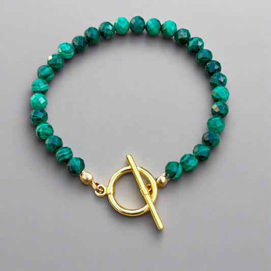 Faceted Malachite Toggle Bracelet - T. Randall Jewelry