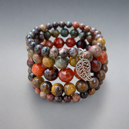 Jasper Tiger's Eye Agate Boho Wrap Bracelet - T. Randall Jewelry