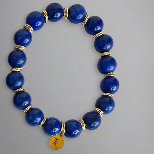 Lapis and Gold Wire Stretch Bracelet - T. Randall Jewelry