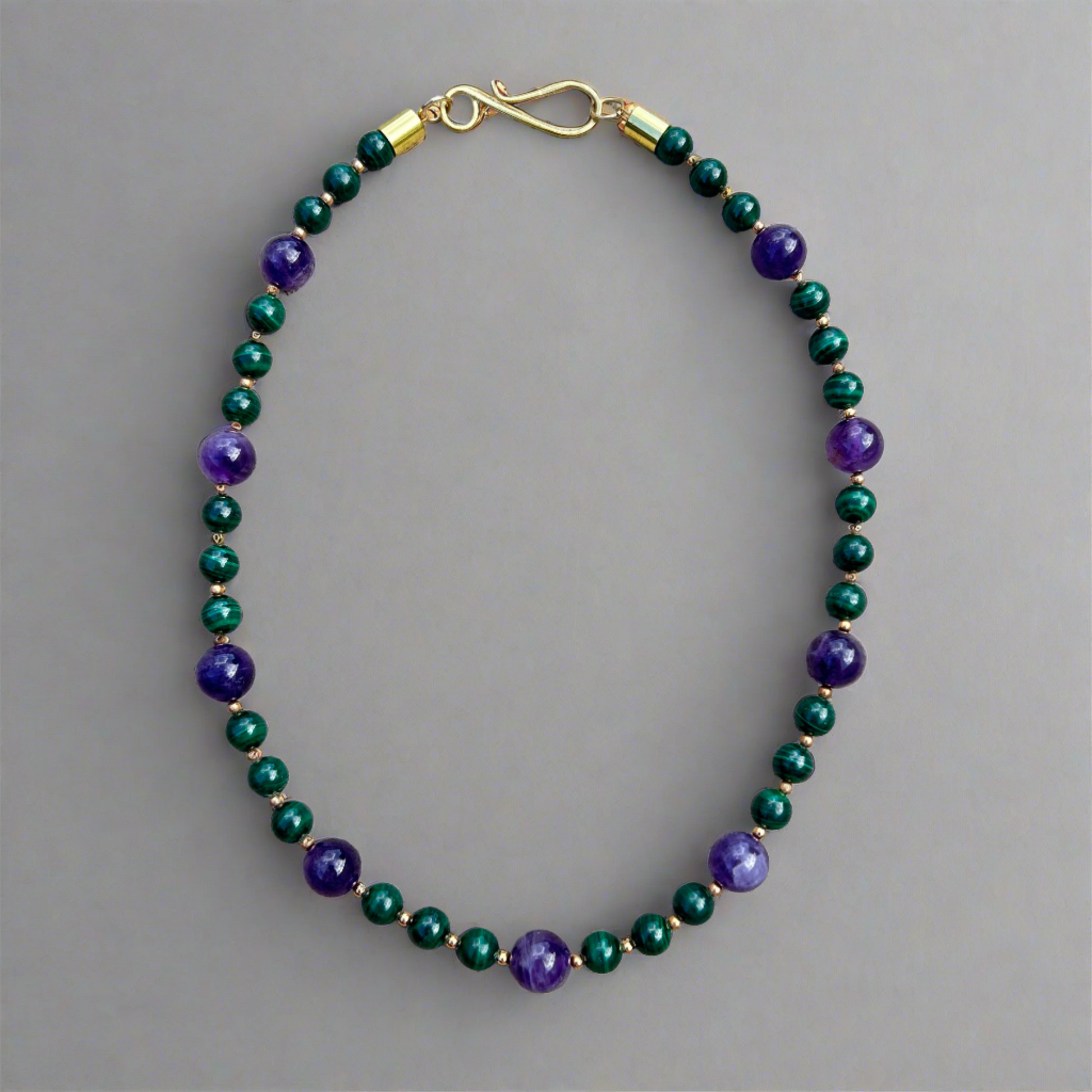 Malachite and Amethyst Collar Necklace - T. Randall Jewelry