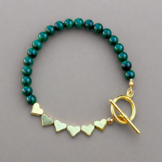 Malachite and Gold Heart Toggle Bracelet - T. Randall Jewelry