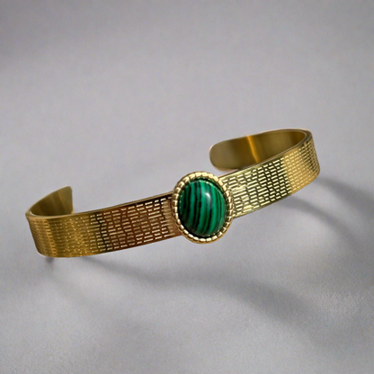 Gold Cuff Malachite Bracelet - T. Randall Jewelry