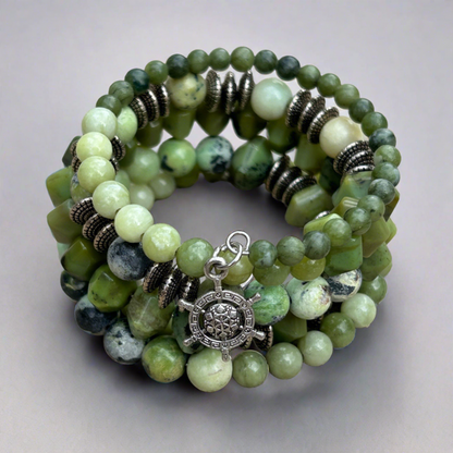 Serpentine Chrysoprase Jade Boho Wrap Bracelet - T. Randall Jewelry