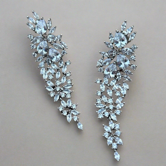 Silver Crystal Cascade Dangle Earrings - T. Randall Jewelry