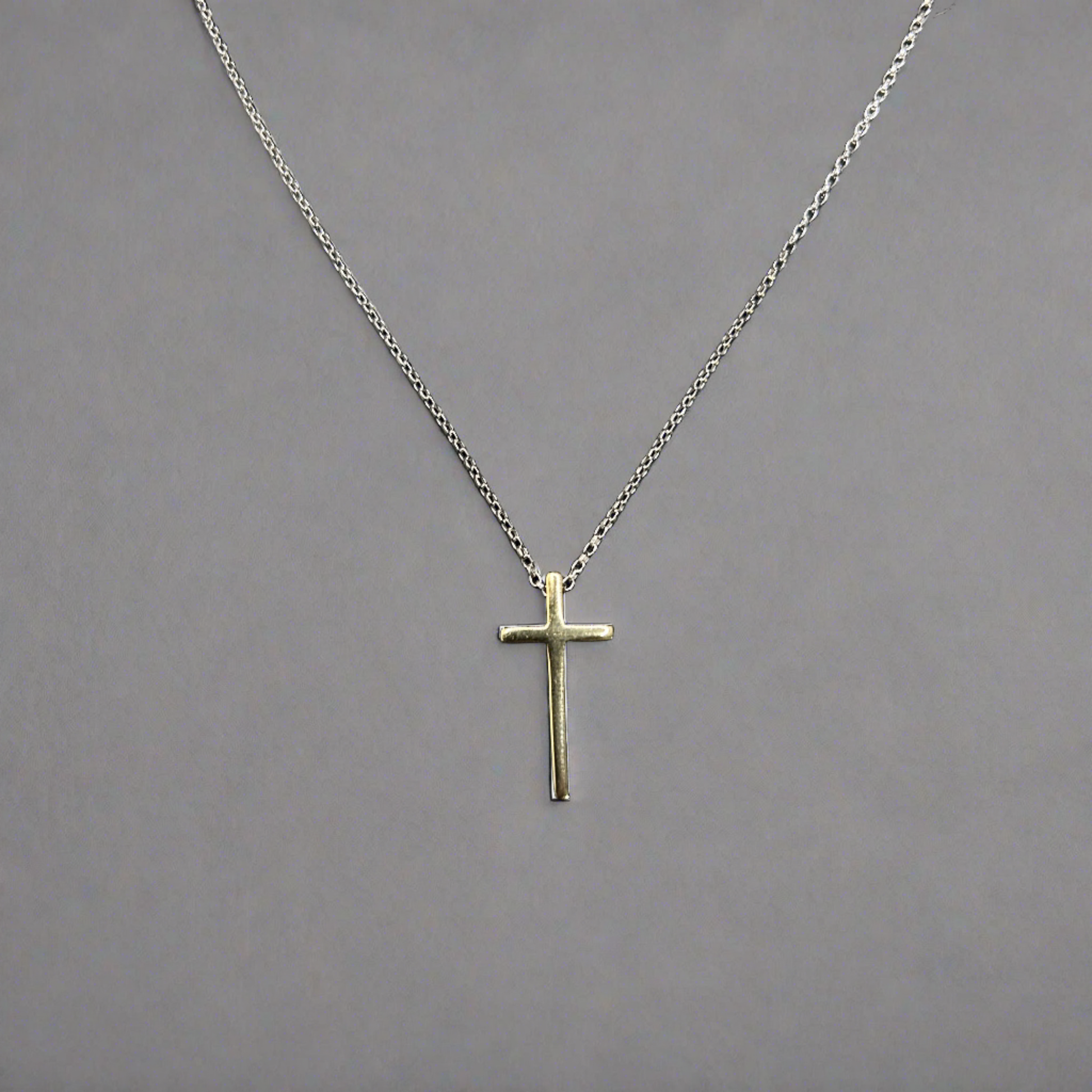 Two Tone Sterling 14K Gold Plated Cross Necklace - T. Randall Jewelry