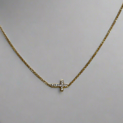 14K Gold Plated Sterling Sideways Cross Necklace (Copy) - T. Randall Jewelry