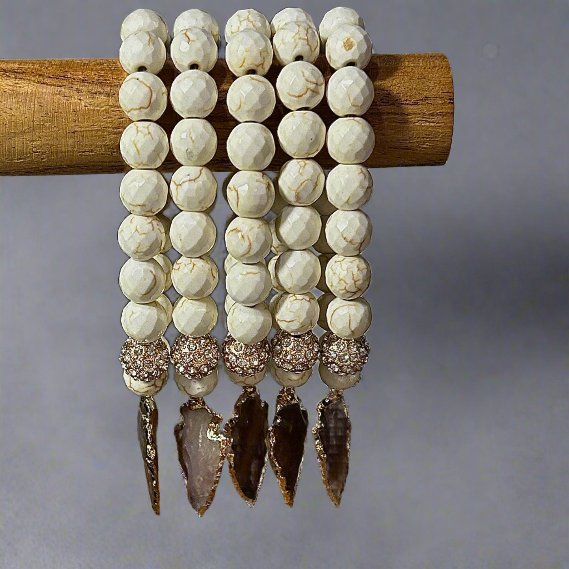 Creamy Howlite Arrowhead Charm Stretch Bracelet - T. Randall Jewelry