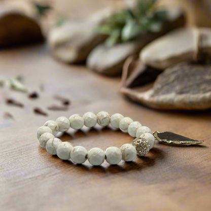 Creamy Howlite Arrowhead Charm Stretch Bracelet - T. Randall Jewelry