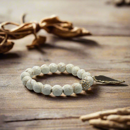 Creamy Howlite Arrowhead Charm Stretch Bracelet - T. Randall Jewelry