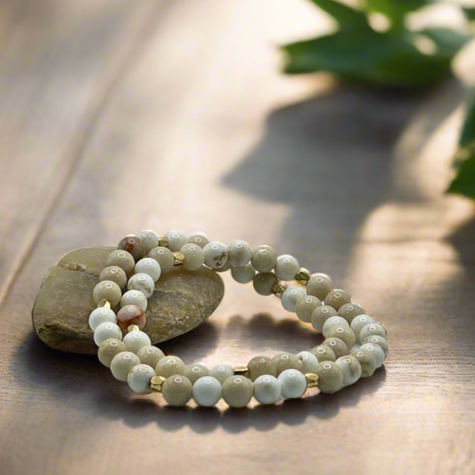 Riverstone Howlite Double Strand Stretch Bracelet - T. Randall Jewelry