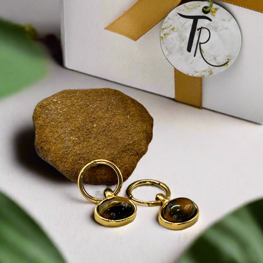 Tiger's Eye Huggie Earrings - T. Randall Jewelry