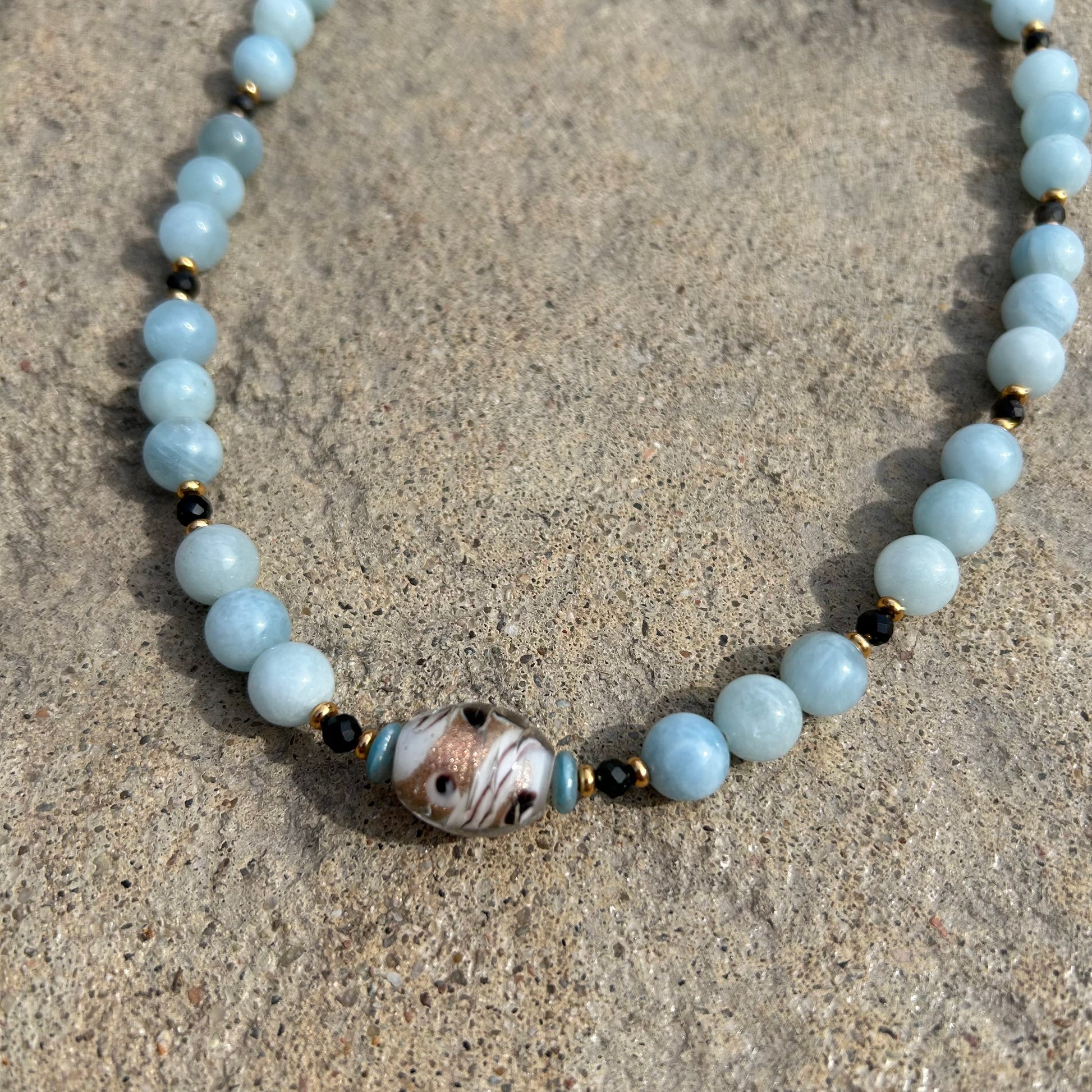 Aquamarine and Black Tourmaline Beaded Necklace - T. Randall Jewelry