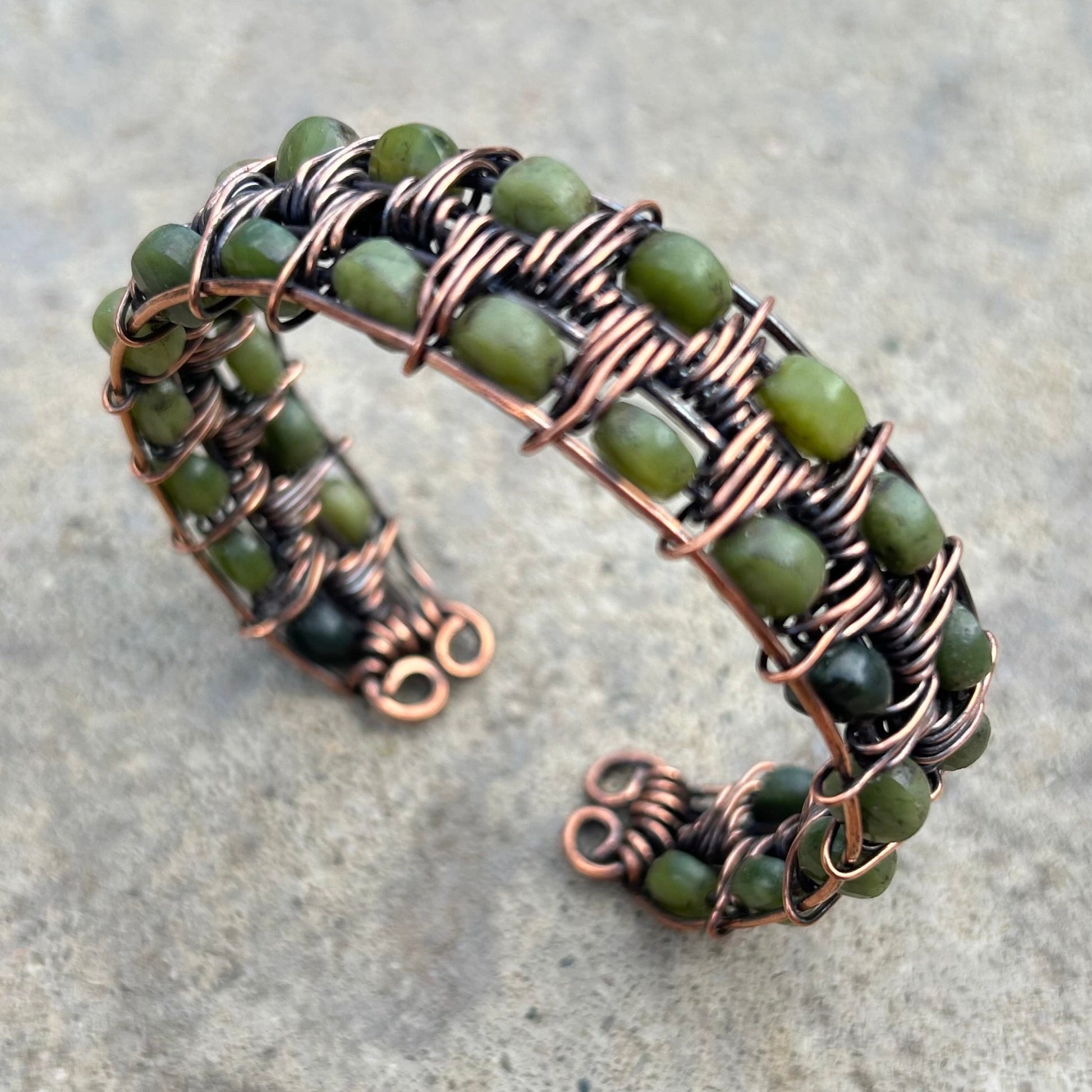 Copper and Jade Cuff Bracelet - T. Randall Jewelry