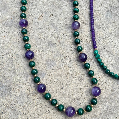 Malachite and Amethyst Collar Necklace - T. Randall Jewelry