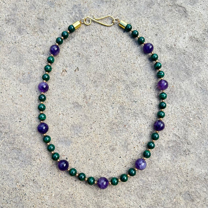 Malachite and Amethyst Collar Necklace - T. Randall Jewelry