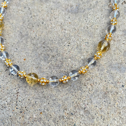 Citrine Clear Quartz Collar Necklace - T. Randall Jewelry