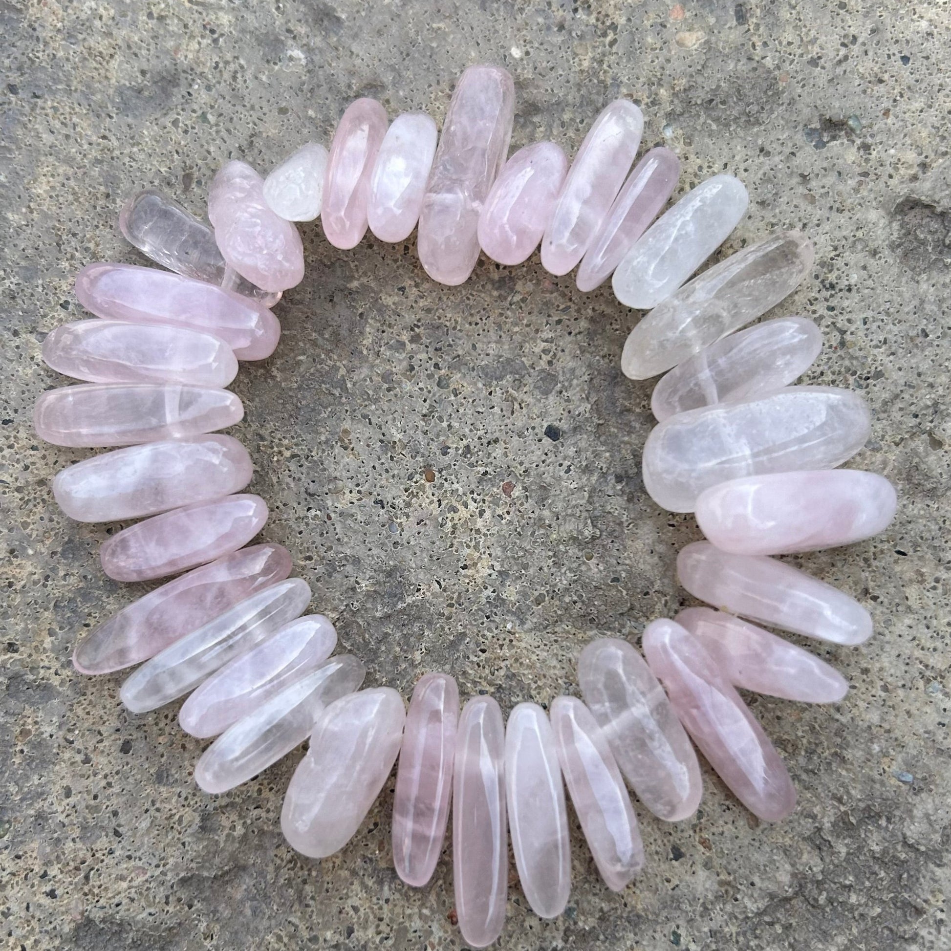 Rose Quartz Stick Beaded Stretch Bracelet - T. Randall Jewelry