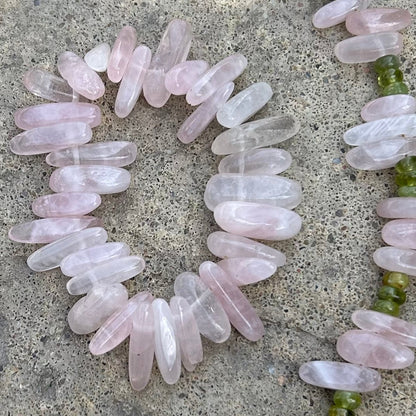 Rose Quartz Stick Beaded Stretch Bracelet - T. Randall Jewelry