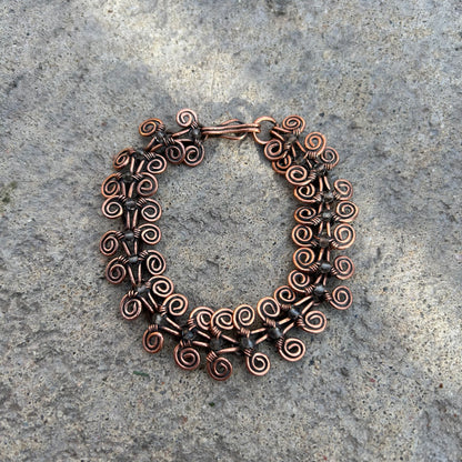 Egyptian Coil Link Bracelet Copper Smokey Quartz - T. Randall Jewelry