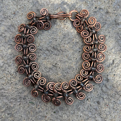 Egyptian Coil Link Bracelet Copper Smokey Quartz - T. Randall Jewelry