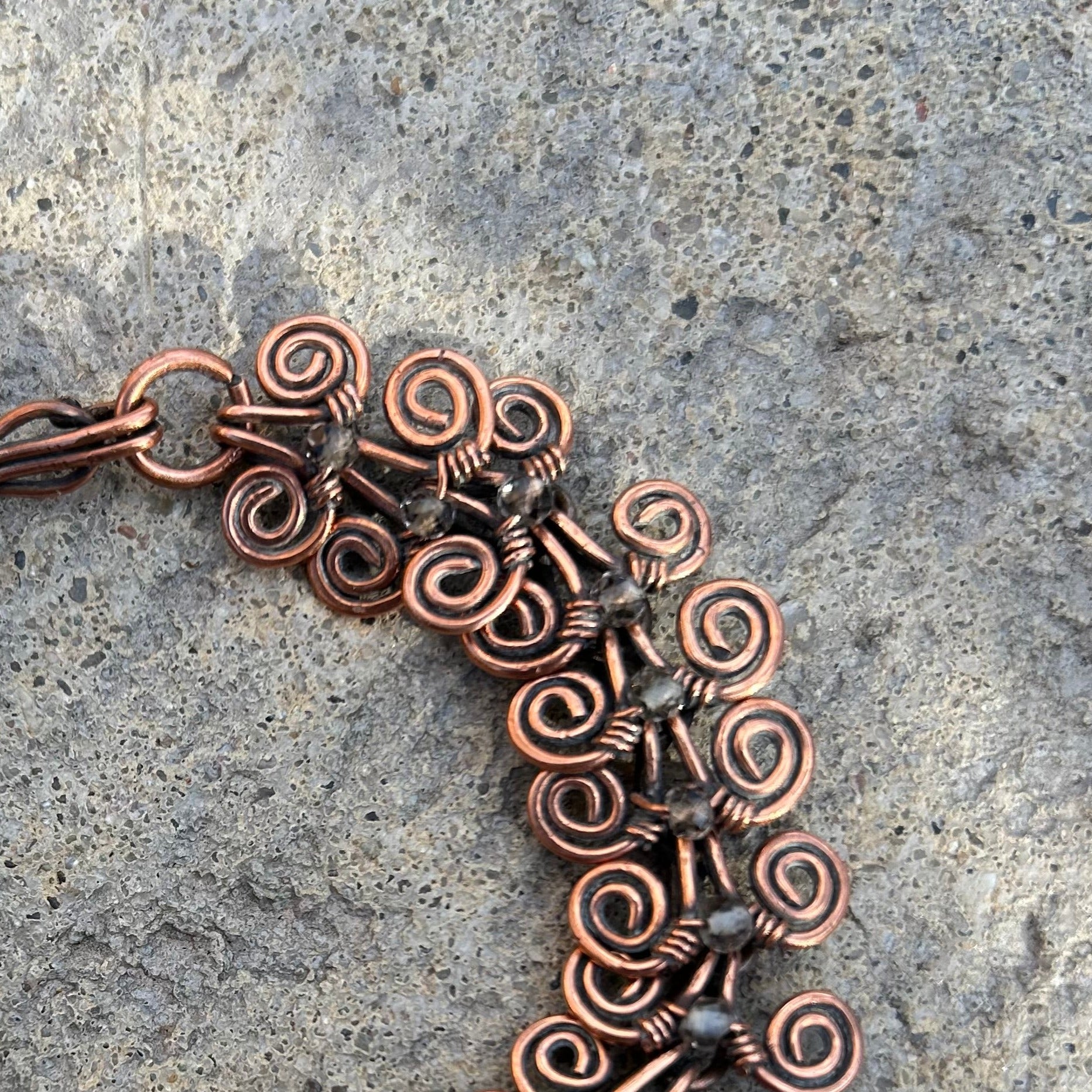 Egyptian Coil Link Bracelet Copper Smokey Quartz - T. Randall Jewelry