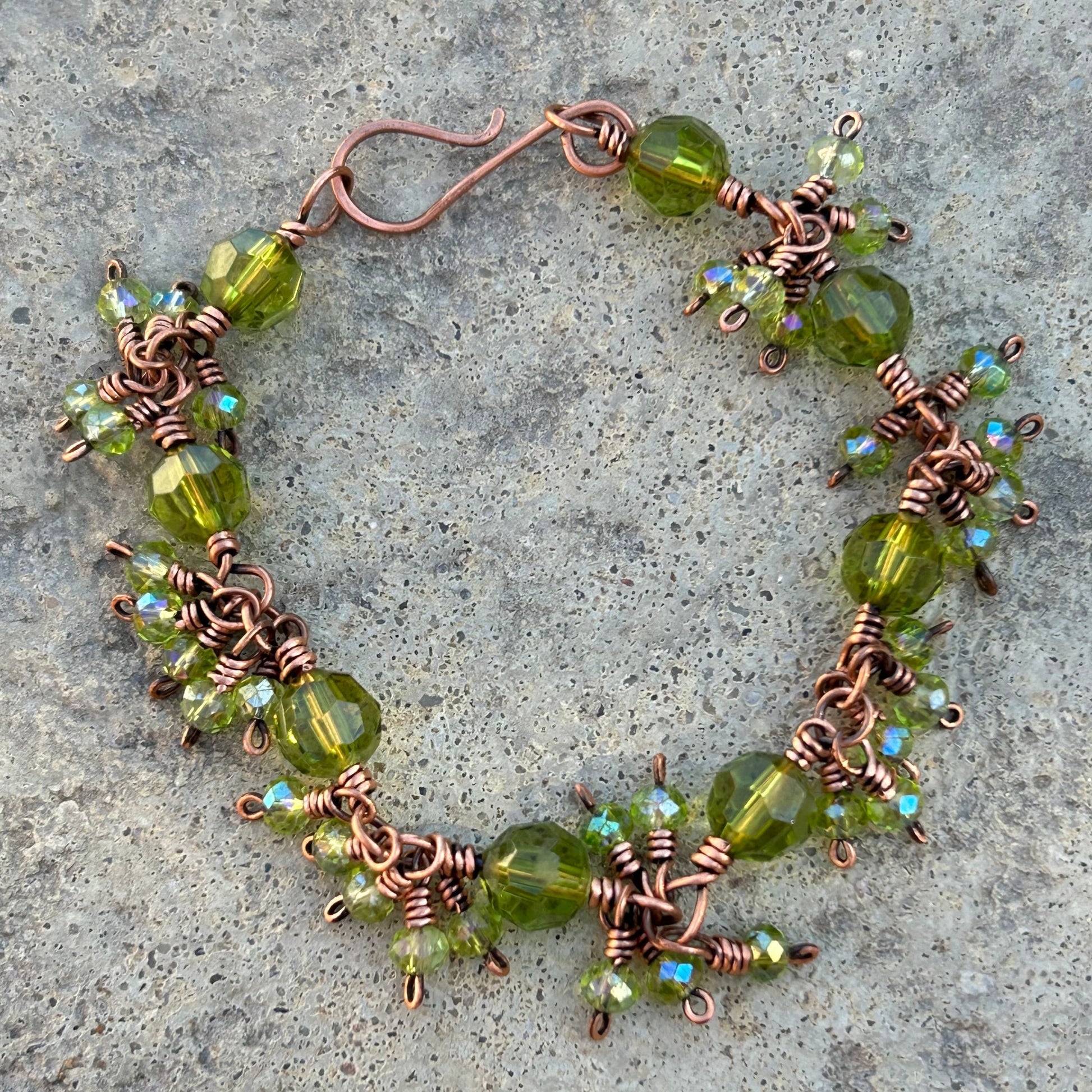 Green Crystal Dangle Bracelet - T. Randall Jewelry