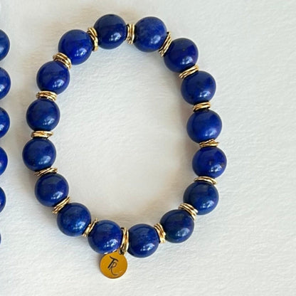 Lapis and Gold Wire Stretch Bracelet - T. Randall Jewelry