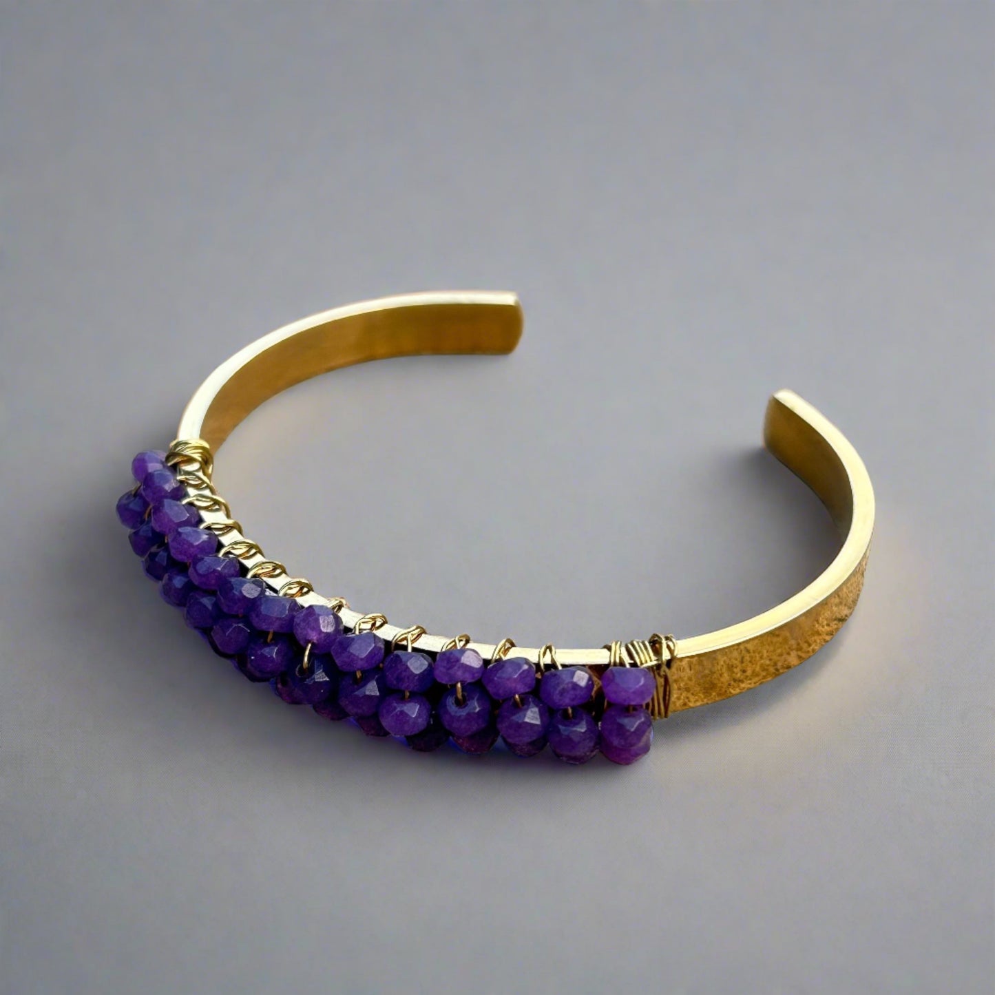 Purple Jade Beaded Cuff Bracelet - T. Randall Jewelry