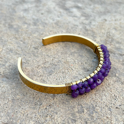 Purple Jade Beaded Cuff Bracelet - T. Randall Jewelry