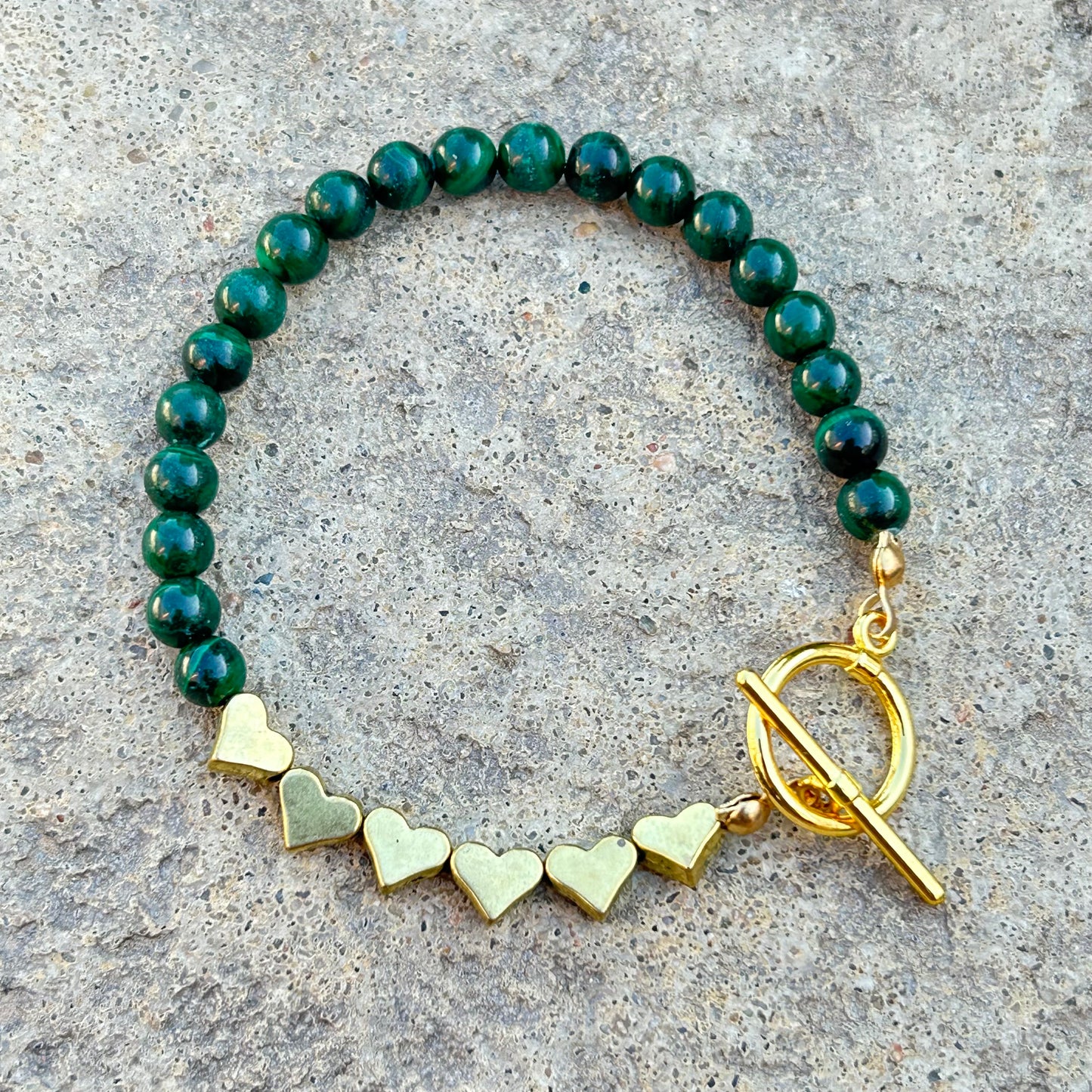 Malachite and Gold Heart Toggle Bracelet - T. Randall Jewelry