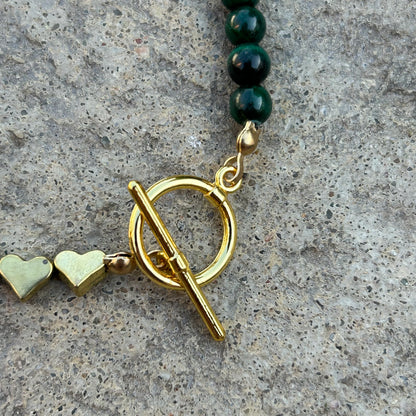 Malachite and Gold Heart Toggle Bracelet - T. Randall Jewelry