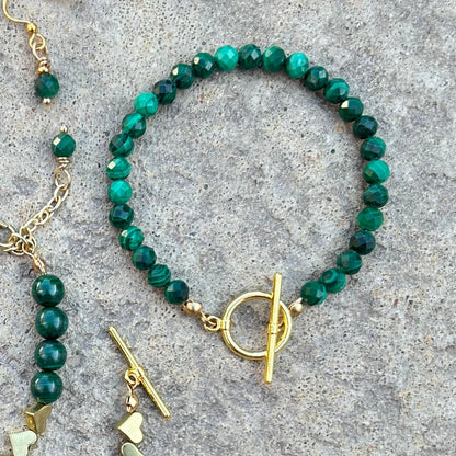 Faceted Malachite Toggle Bracelet - T. Randall Jewelry