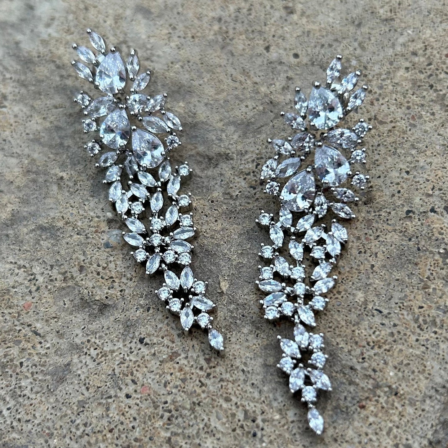 Silver Crystal Cascade Dangle Earrings - T. Randall Jewelry